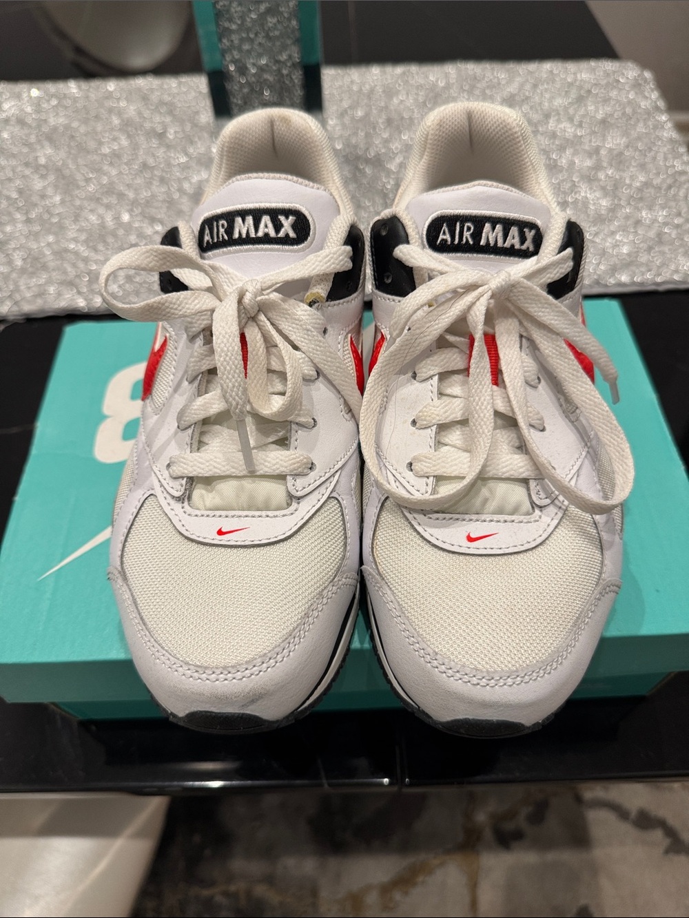 Nike Air Max Kids White and Red Accent Sneakers